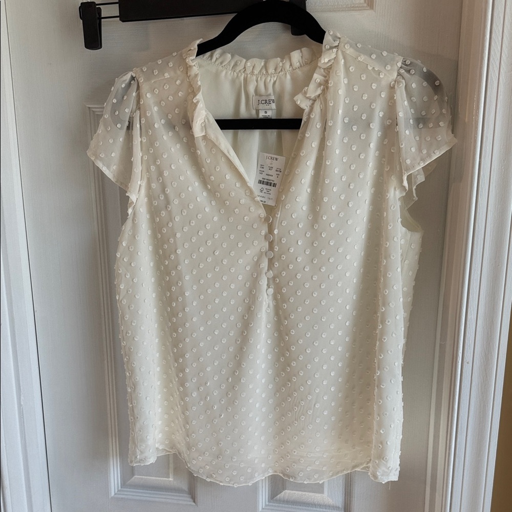 J. Crew Ivory Textured Women's Blouse